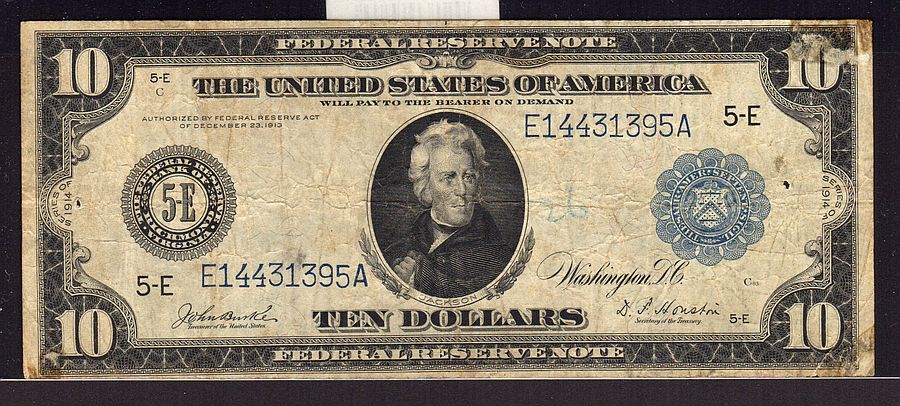 Fr.922, 1914 $10 Richmond Federal Reserve Note, VFn